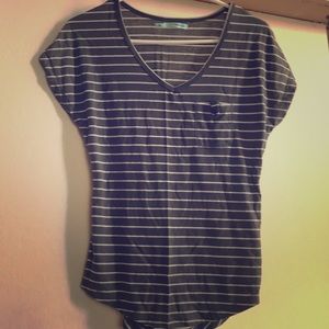 Olive green striped Maurice’s v-neck